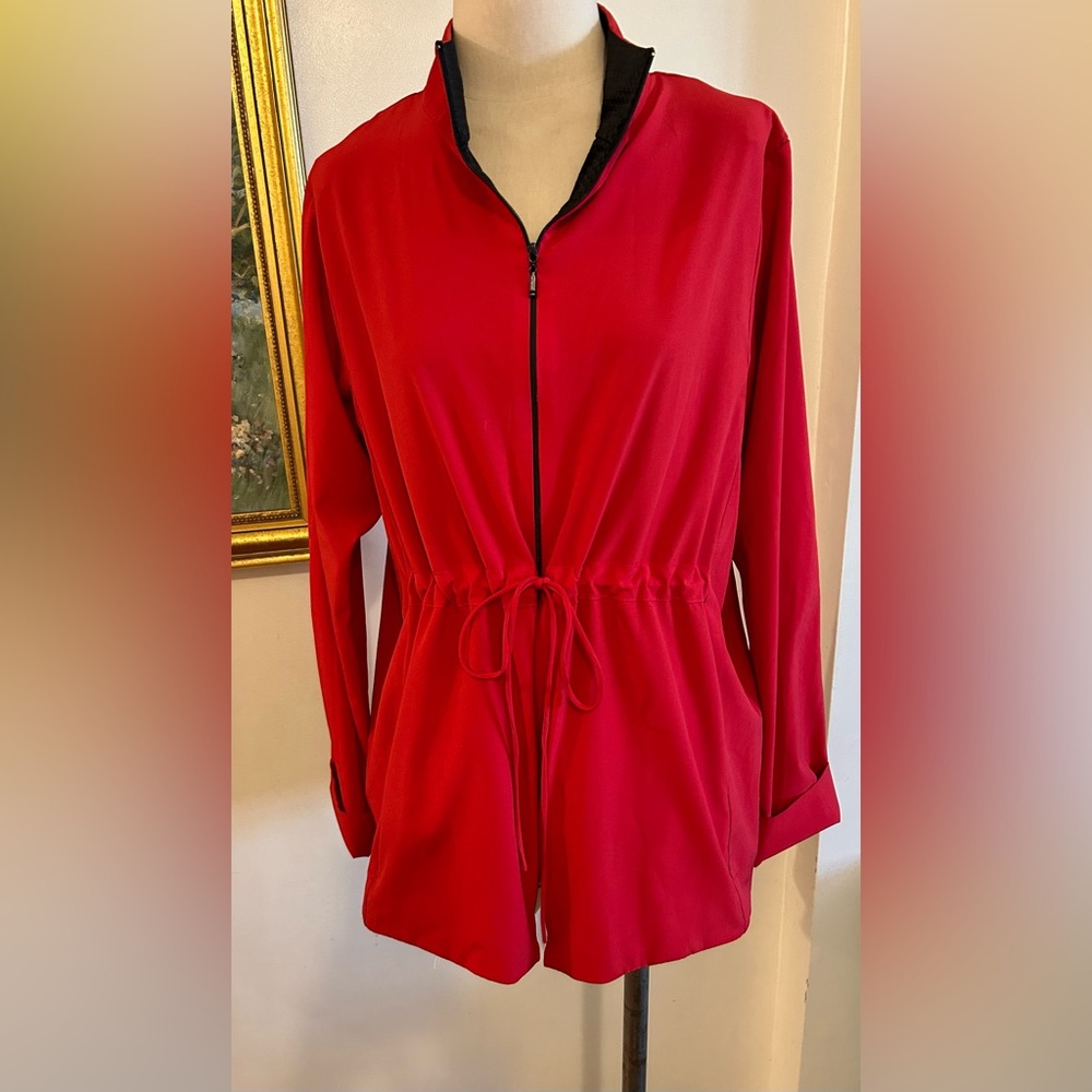 Staples Like New Red Unlined Drawstring Jacket Sz… - image 1